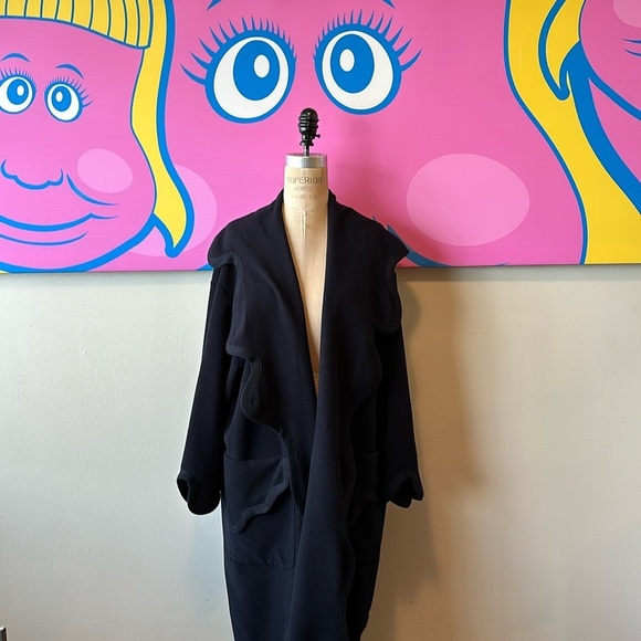 Moschino Cheap Chic Navy Blue Wool Uneven Hem Coat - Picture 1 of 13